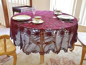 round crochet tablecloth, merlot color round crochet tablecloth