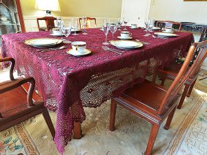 festive merlot crochet tablecloth