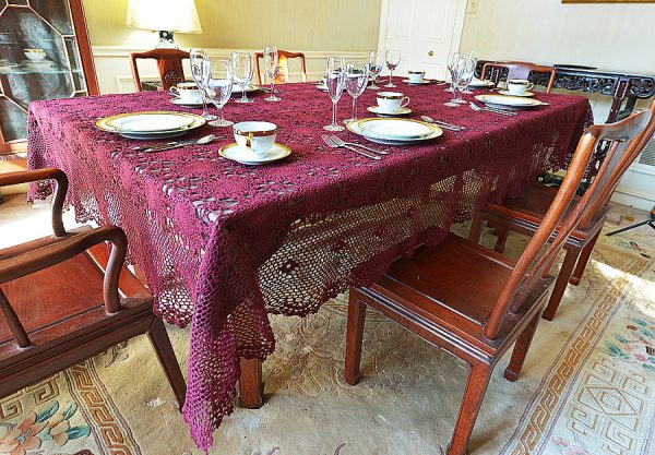 festive merlot crochet tablecloth