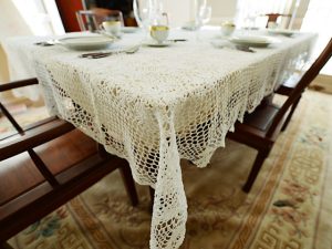 Crochet Tablecloth. Granny Square Crochet Tablecloth. White