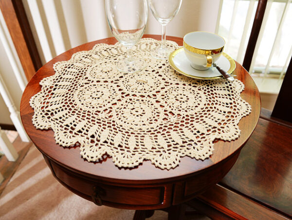 18" round crochet doilies ecru
