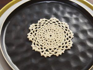 Braizilian Sand Color 4" Round Crochet Doily