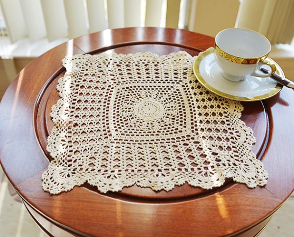 13" Square crochet placemats. Brazilian Sand Color
