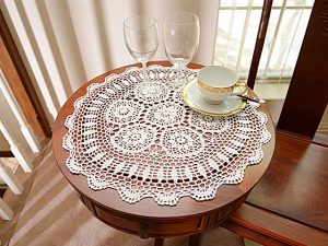 Crochet Toppers. Round Crochet Topper. 16″RD. & 18″RD. (2 pieces) White